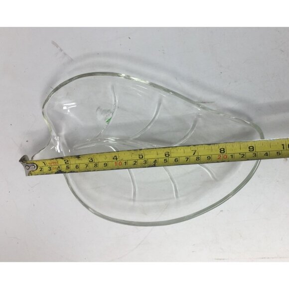 Vintage Leaf Shaped Cut Glass Serving Tray/Bowl - about 9.5'' by 5.5'' - Picture 6 of 7